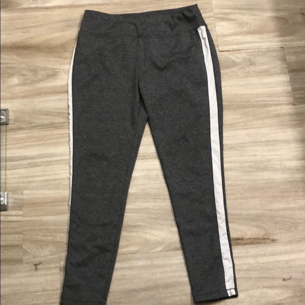 Gray Leggings with White Stripe